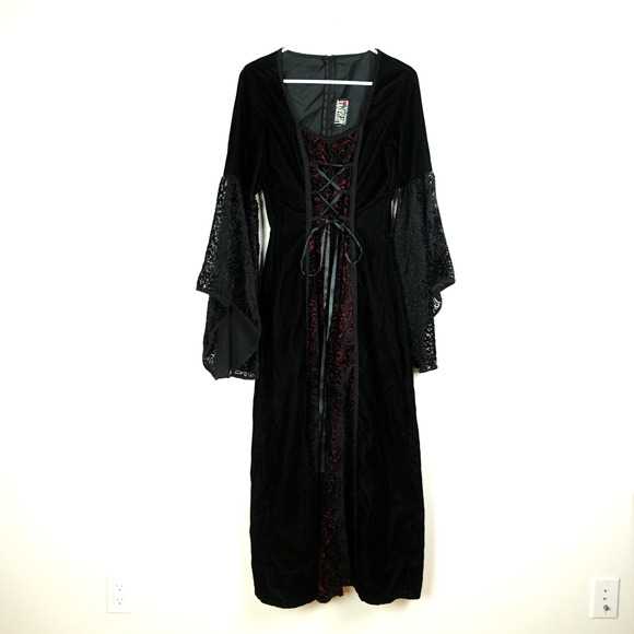 Lip Service Dress Womens SZ S Corset Bell Sleeve Punk Gothic Whimsigoth Witchy - Picture 1 of 14